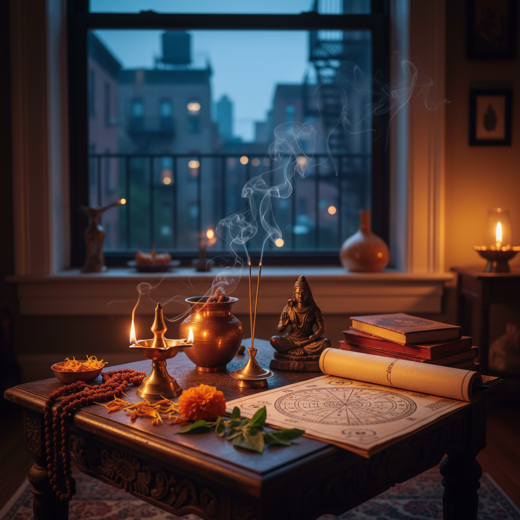 Spiritual healer performing Vedic astrology and energy cleansing Queens NY