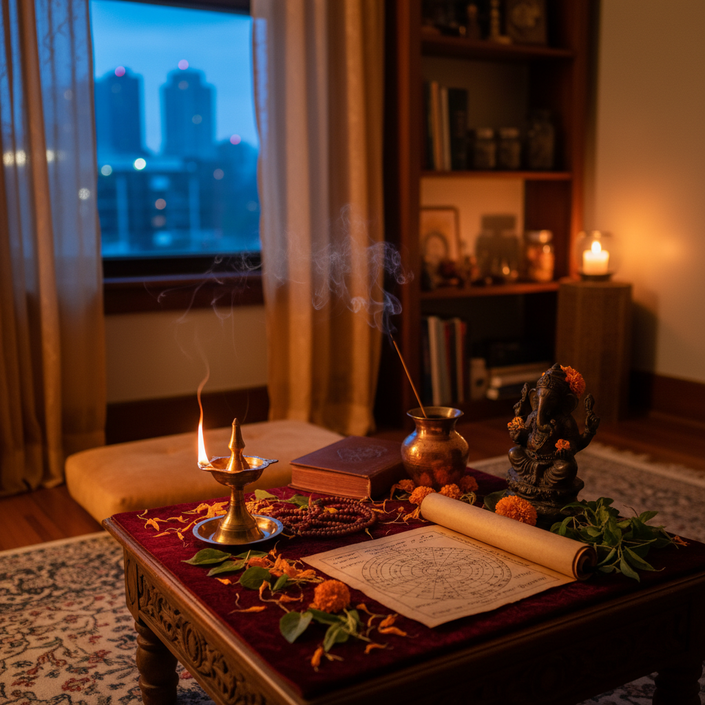 Spiritual healer guiding client with Vedic astrology in Queens NY