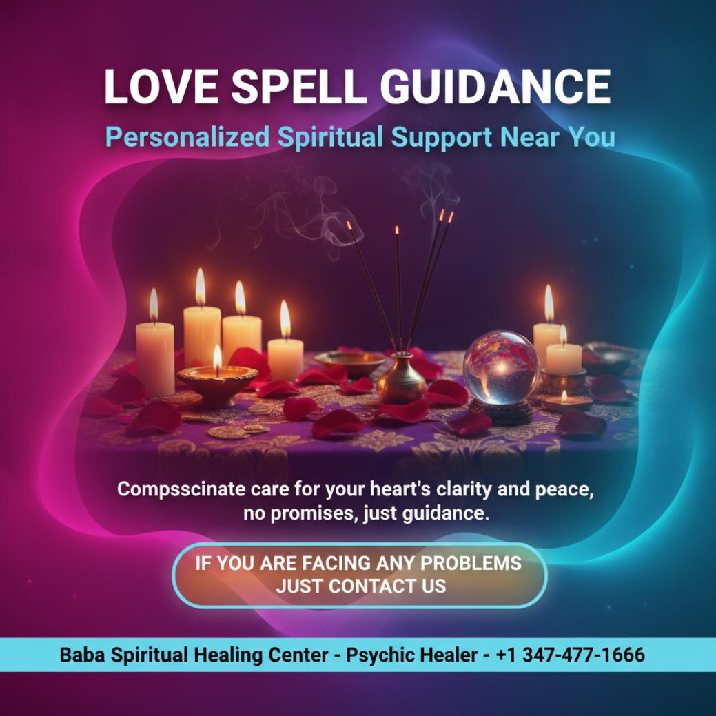 Love spell guidance ritual setup with candles and petals in Ozone Park