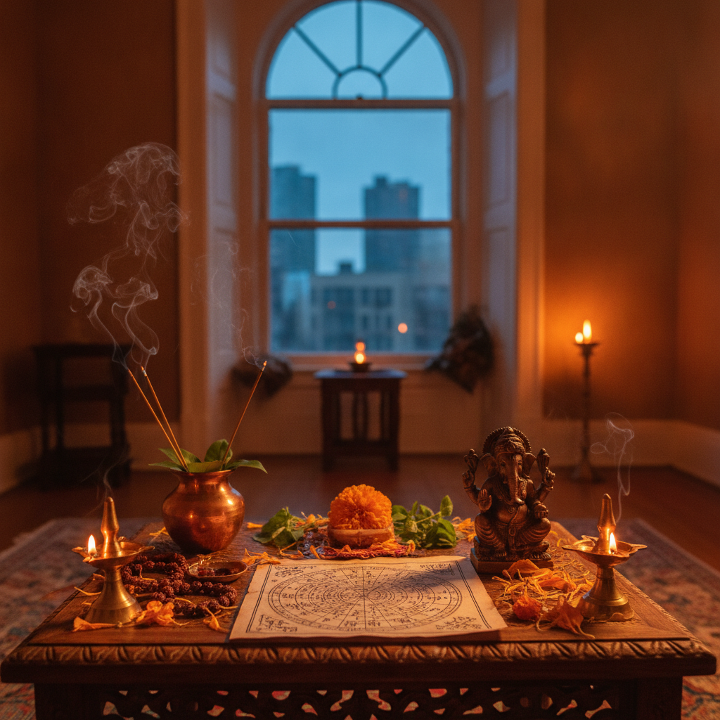 Spiritual healer performing ritual in Queens NY center