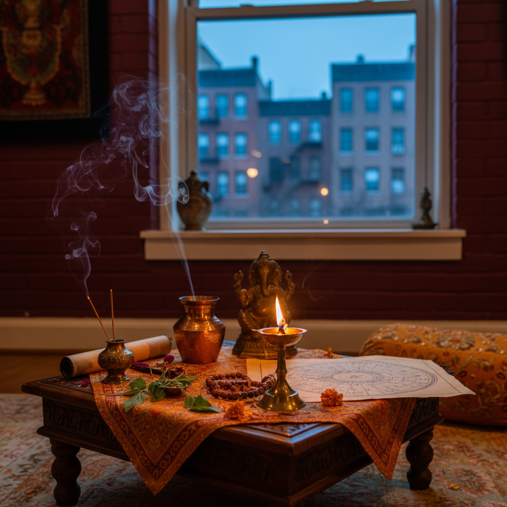 Spiritual healer guiding client with Vedic astrology in Queens NY