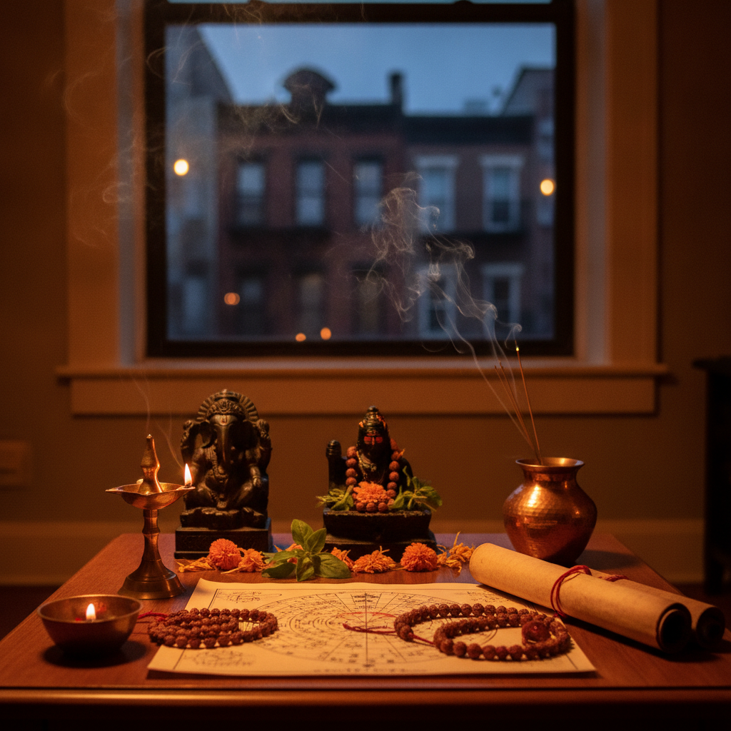 Why Do New Yorkers Seek Astrologers in Queens? Astrologer in New York reading chart at Queens NY center