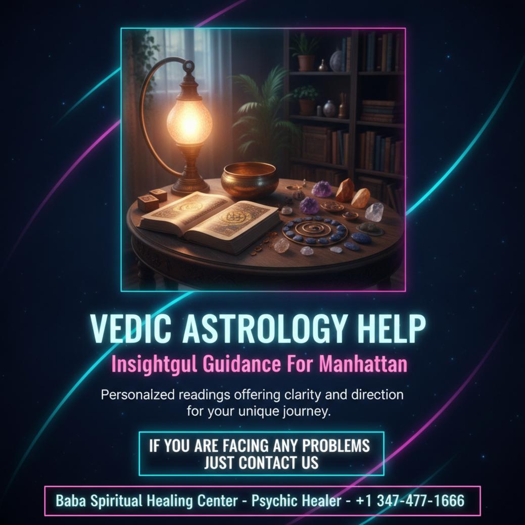 Close-up of vedic astrology books and tools in Manhattan setting