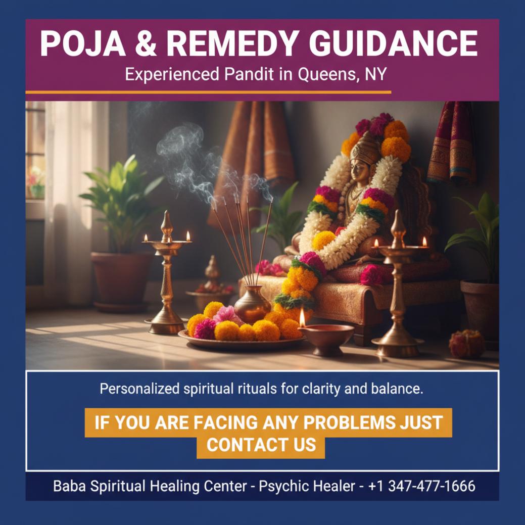 Trusted Pandit for Pooja and Remedies in Queens, NY Traditional pooja setup for pandit and remedies in Queens, NY