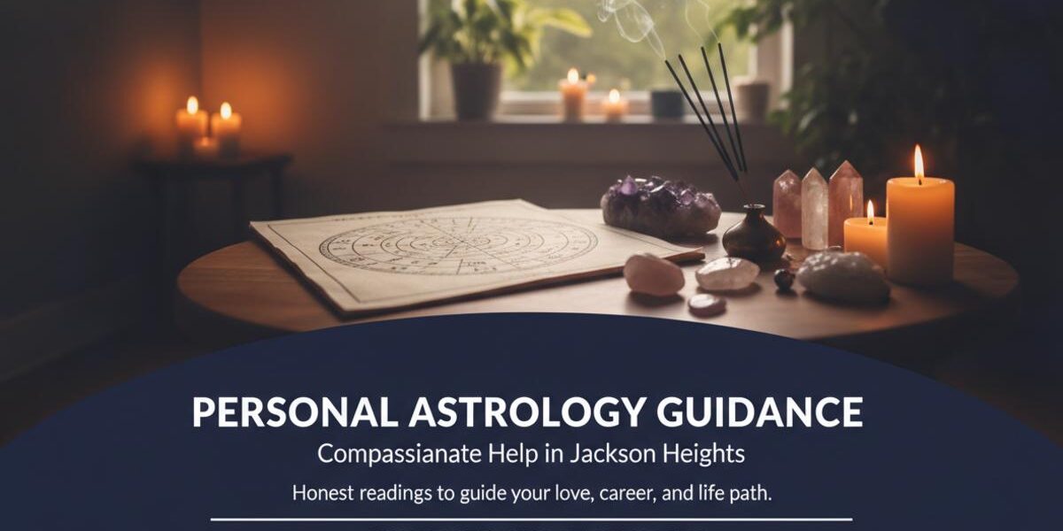 How an Astrologer in Jackson Heights Queens Can Help You Find Clarity 1 Vedic astrology chart and crystals softly lit in Jackson Heights Queens room