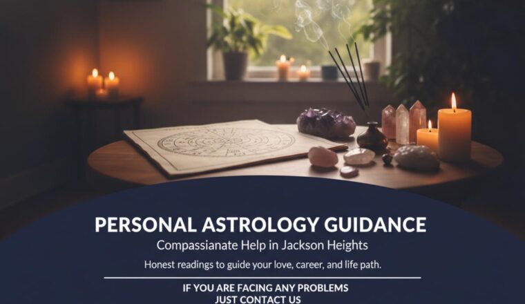 How an Astrologer in Jackson Heights Queens Can Help You Find Clarity 3 Vedic astrology chart and crystals softly lit in Jackson Heights Queens room