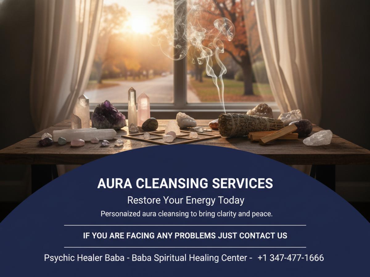 Aura cleansing setup with crystals and sage in Richmond Hill Queens