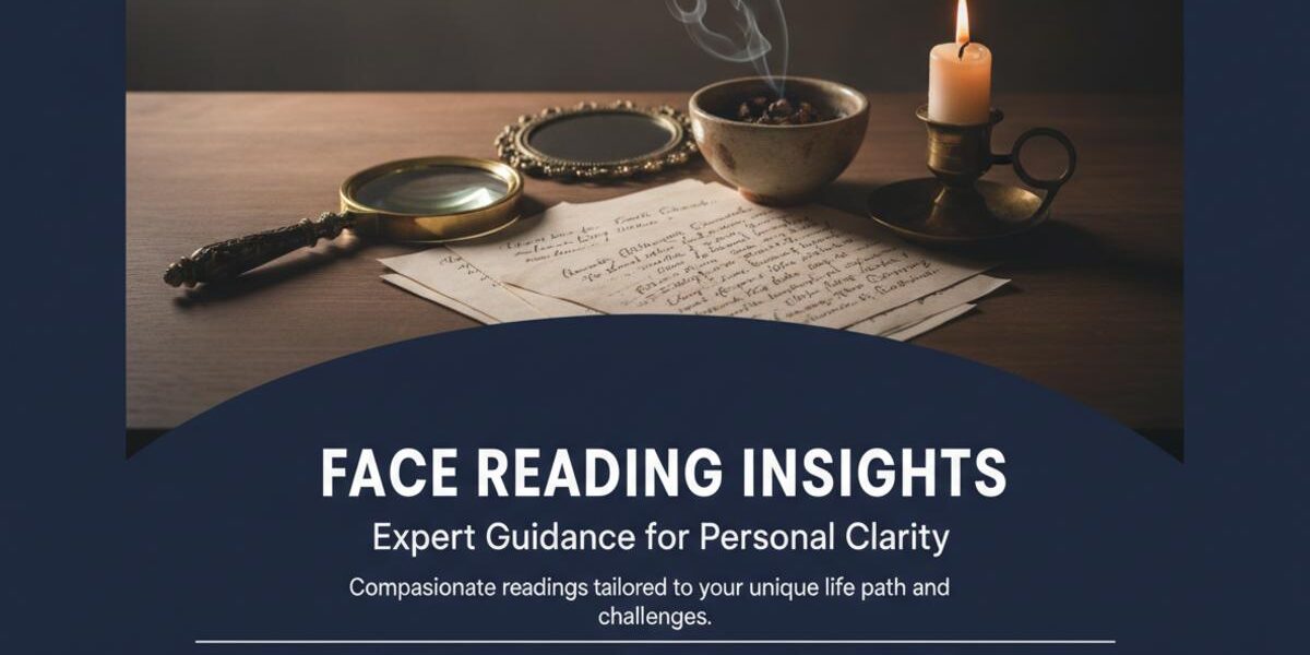 Traditional face reading tools on wooden table in New York calm space