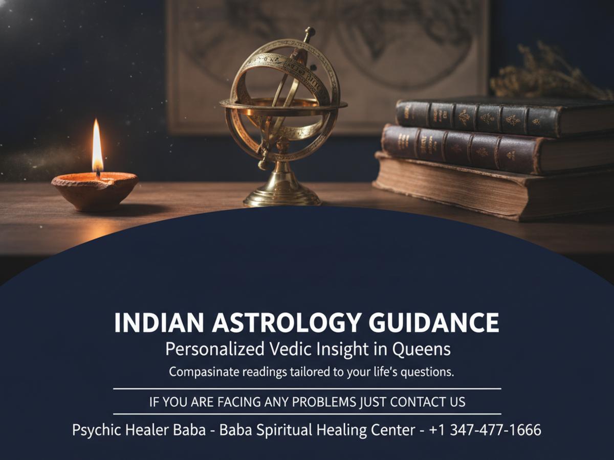 Indian astrologer workspace with Vedic books and tools in Ozone Park NYC