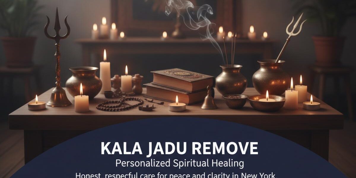 Spiritual healing altar for kala jadu removal New York calm atmosphere