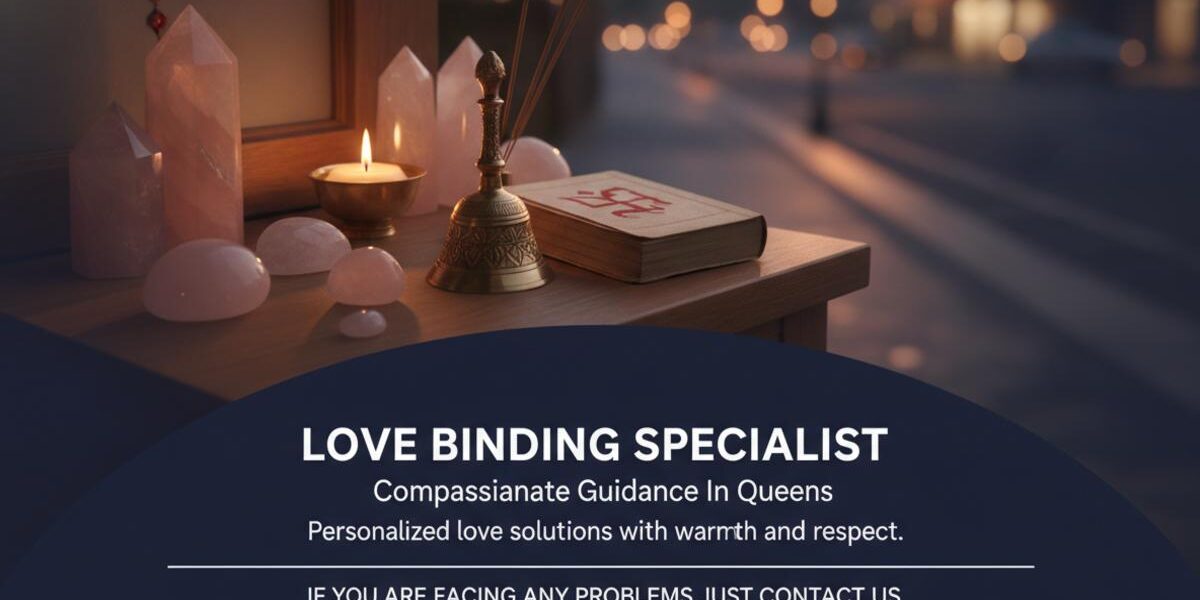 Calm altar with crystals and candles for love binding specialist Queens NY