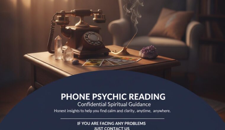 Phone psychic reading setup with tarot cards in New York, NY