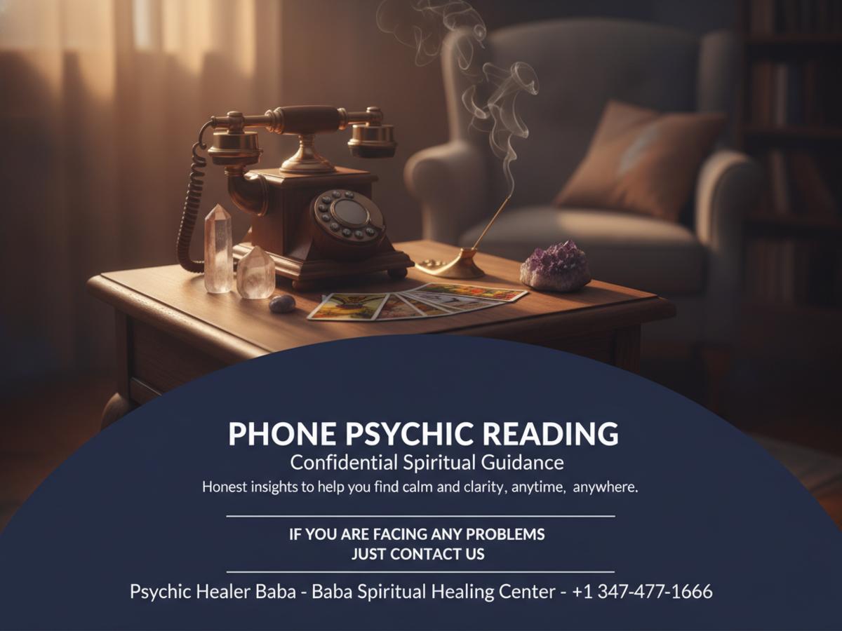 Phone psychic reading setup with tarot cards in <a href=