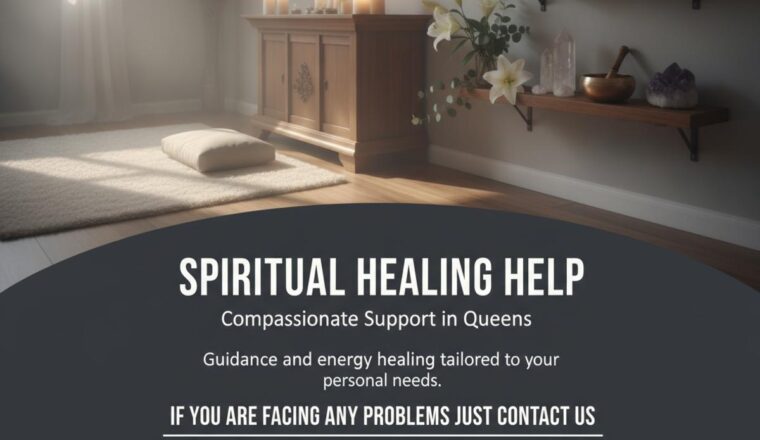 Spiritual healer room with candles and crystals in Queens, NY