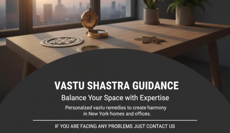 Vastu shastra expert tools and serene workspace in New York office